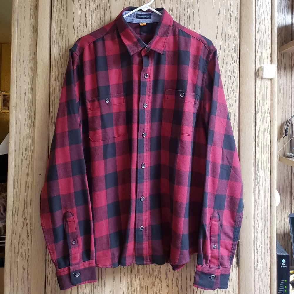 Tailor Vintage Flannel Shirt Men's XL Button Up Red Black Buffalo Check Plaid